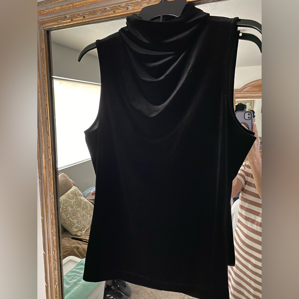 Chaps Black Sleeveless Cowl Neck Top - Velvet